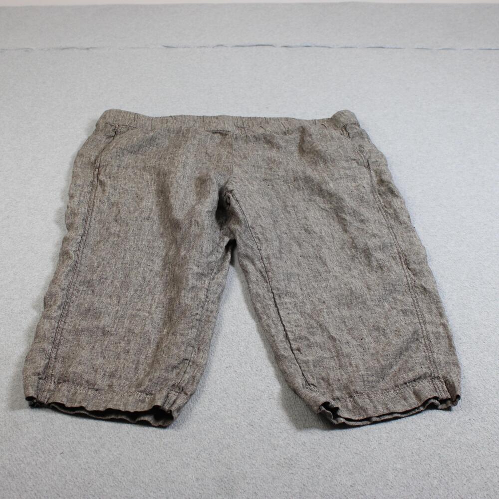Pure J Jill Linen Pant Women 3X Brown Capri Pull On Elastic Waist Summer Coastal